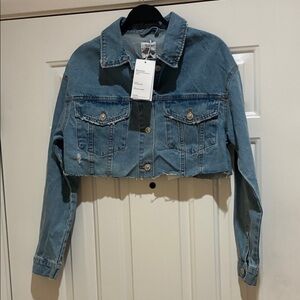 Bershka Cropped Blue Denim Jacket